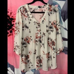 Floral 3/4 sleeve blouse